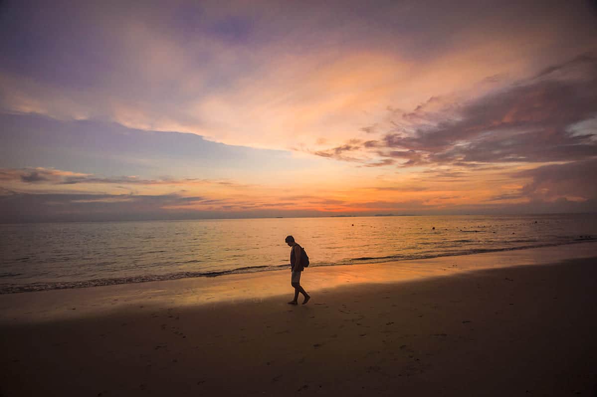 sunset from long beach during 3 days in koh lanta