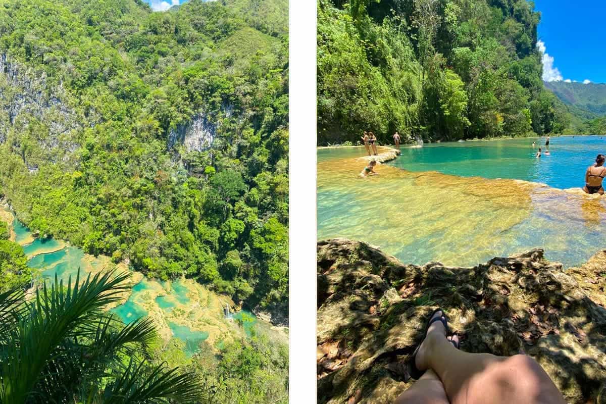 the impressive semuc champey mirador // relaxing after going for a swim