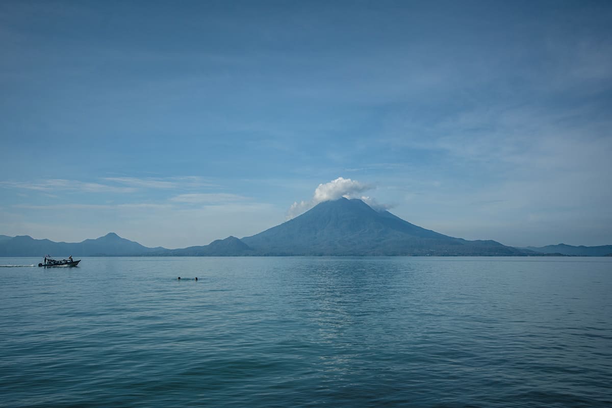 the impressive volcano views in lake atitlan