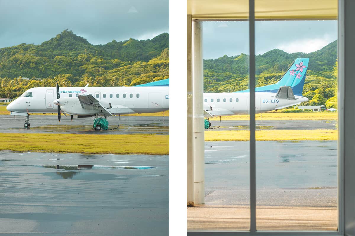 small air rarotonga plane at rarotonga airport