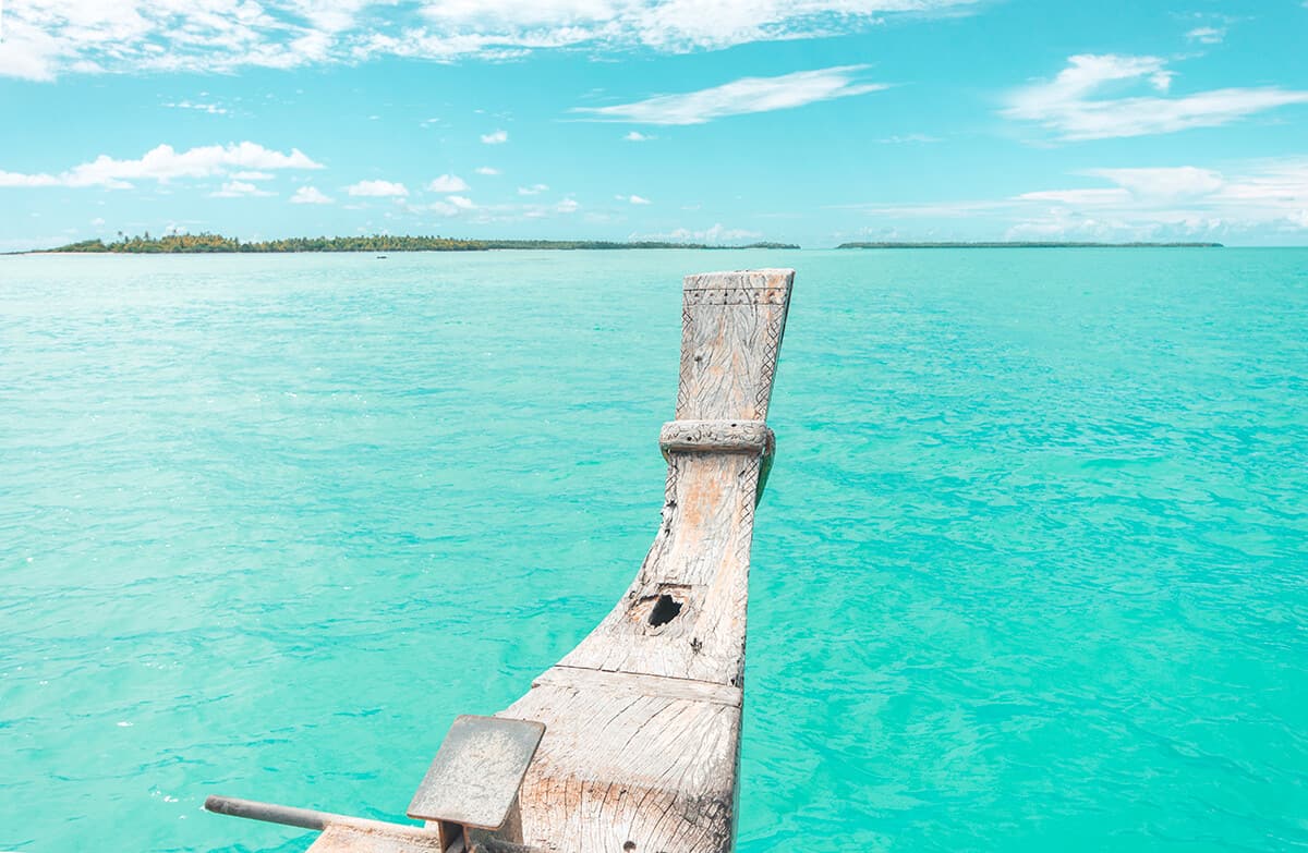 our incredible wooden catamaran boat on our day tour