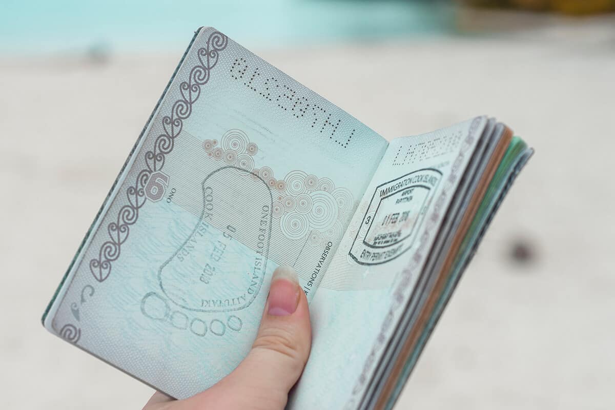 one foot island stamp in passport