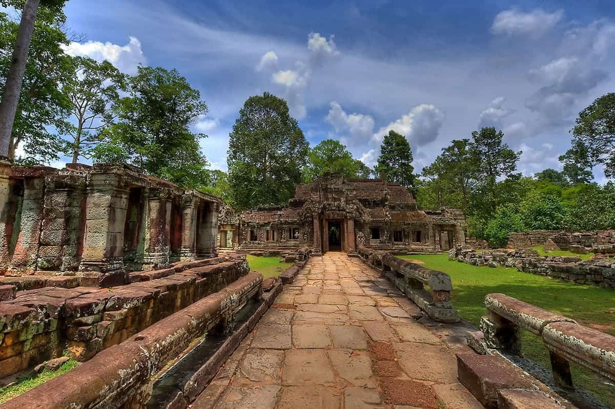 following the walkway at banteay kdei on the angkor wat small circuit