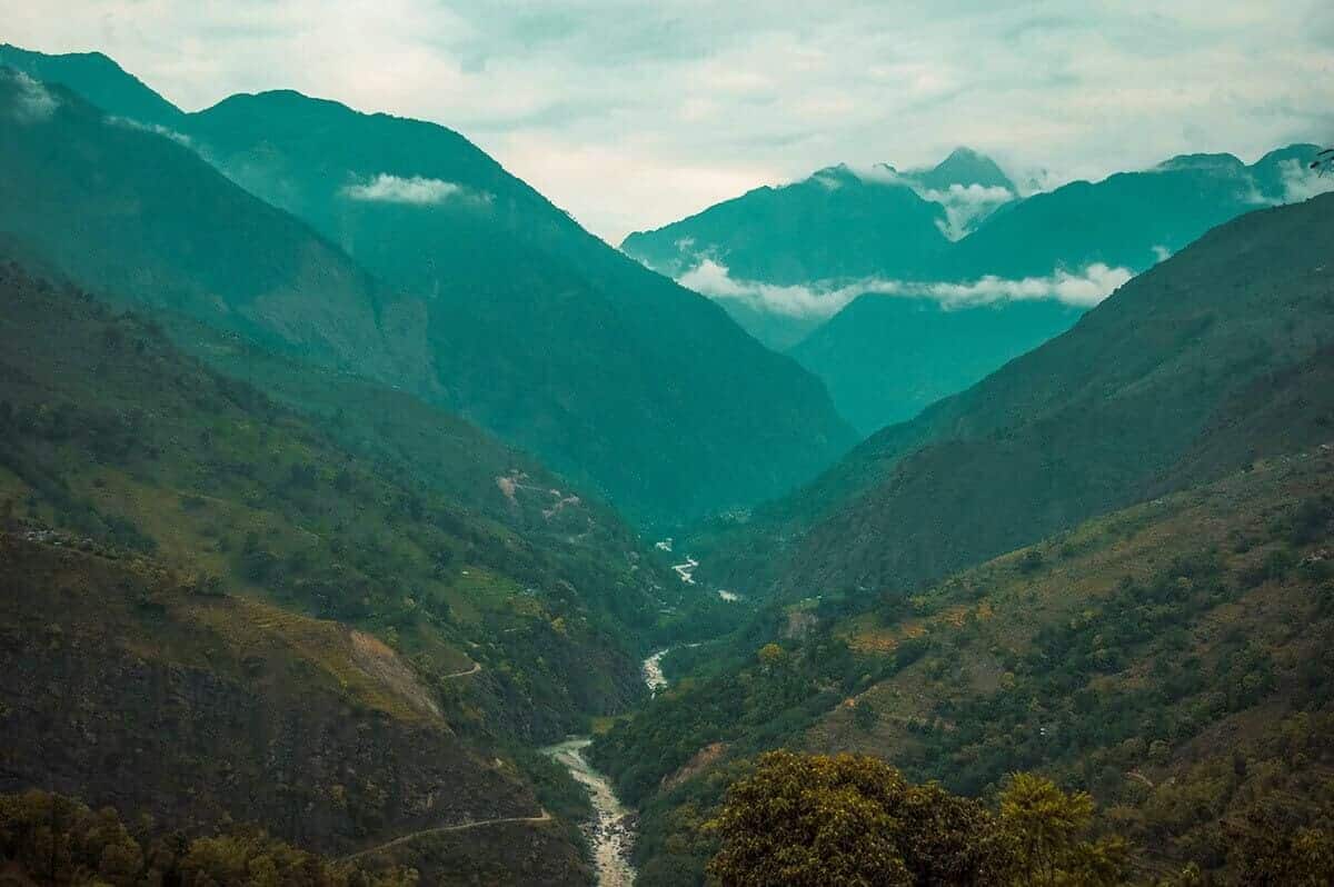 views over mountain and river from besisahar to bahundanda