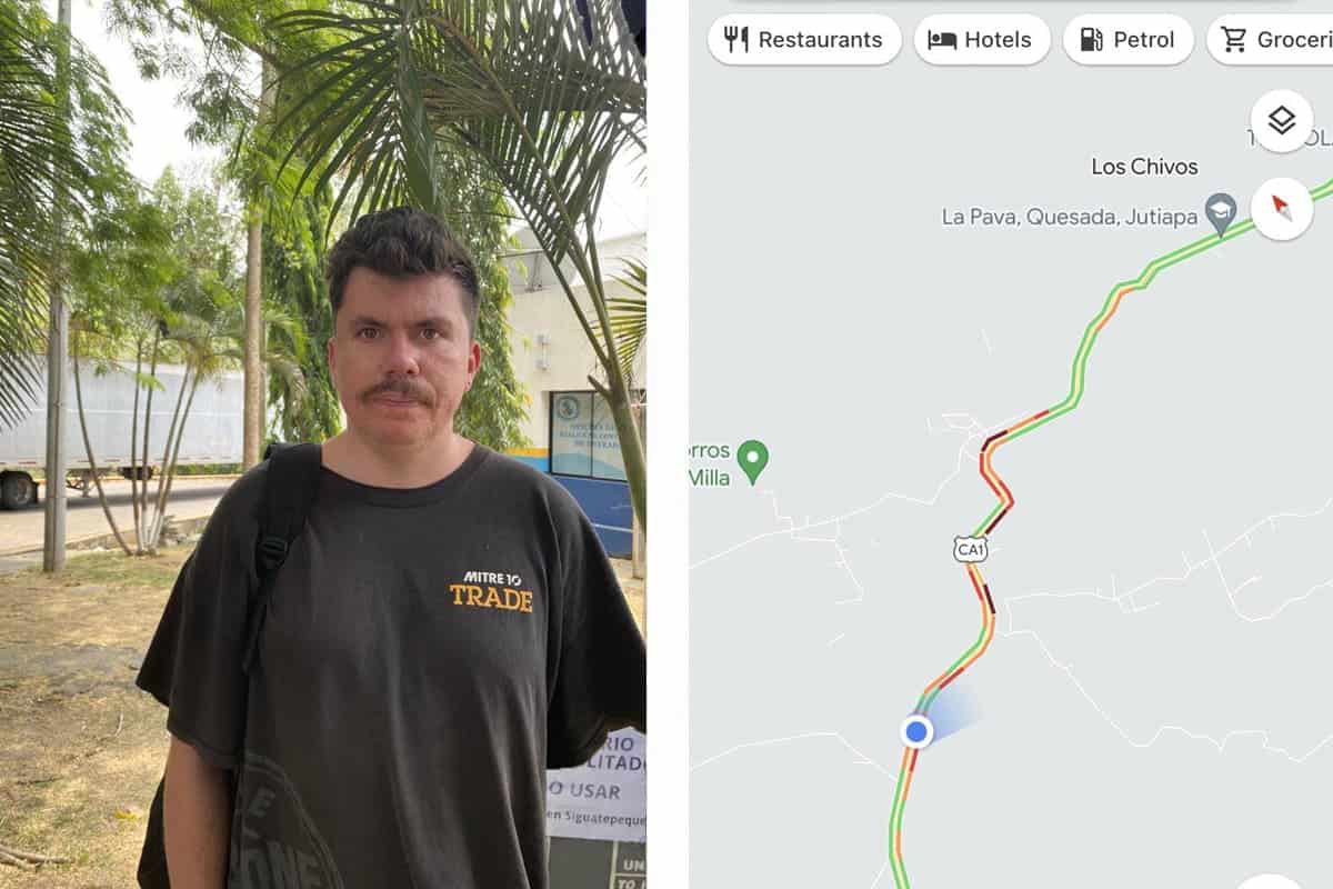 waiting for the rest of the bus to complete immigration from guatemala to honduras // watching our google map as we get closer to copan ruinas