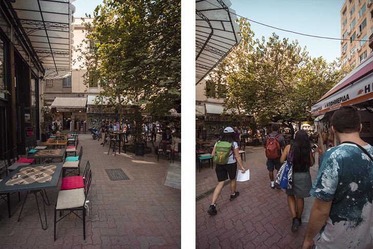 walking through the streets in athens