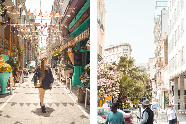 exploring sunny streets in athens