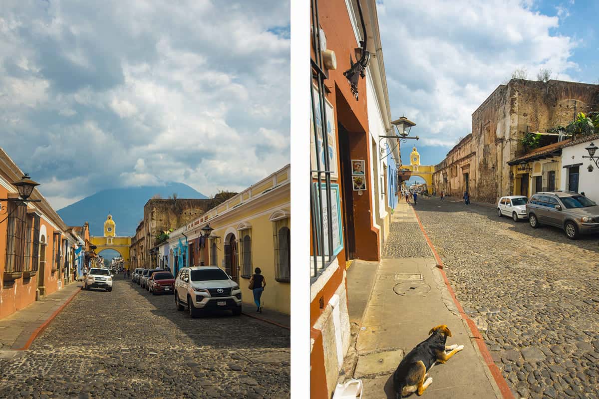 the view and quaint streets of antigua through the arch