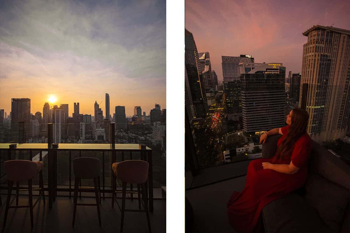 view over the city from a skybar in bangkok