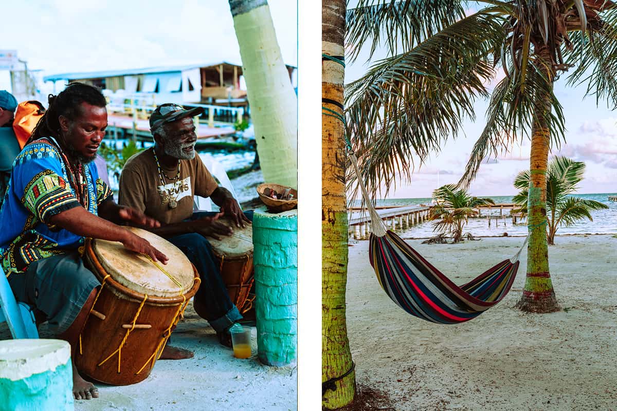 a couple musicians performing on the streets // hammock on the beach at sunset