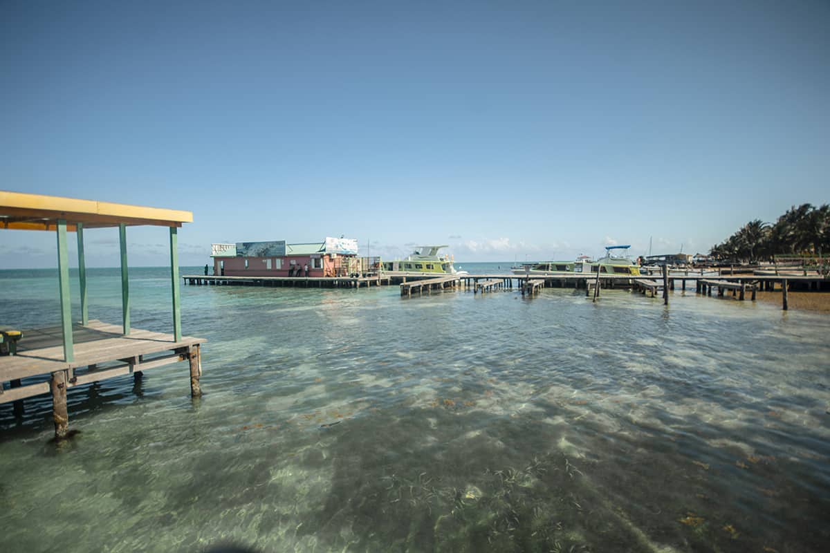 looking over at the main ferry terminal in caye caulker