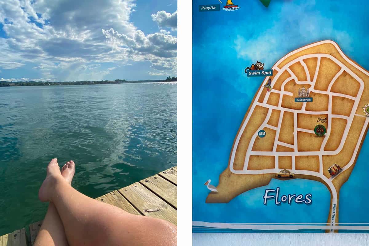 checking out the popular swim spot in flores