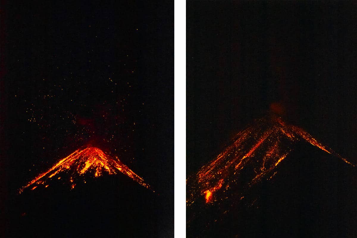 watching volcan fuego erupt from base camp on acatenango volcano