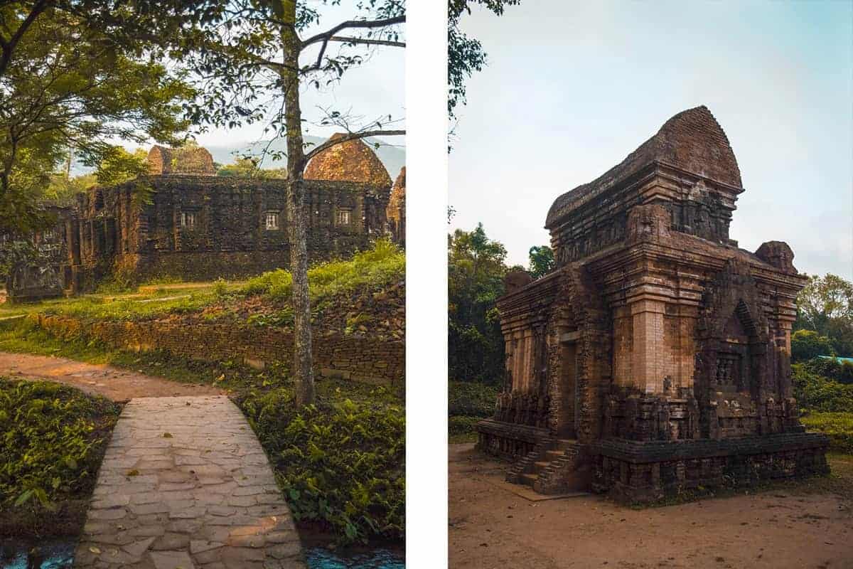 the temples and pathways at my son sanctuary outside of hoi an