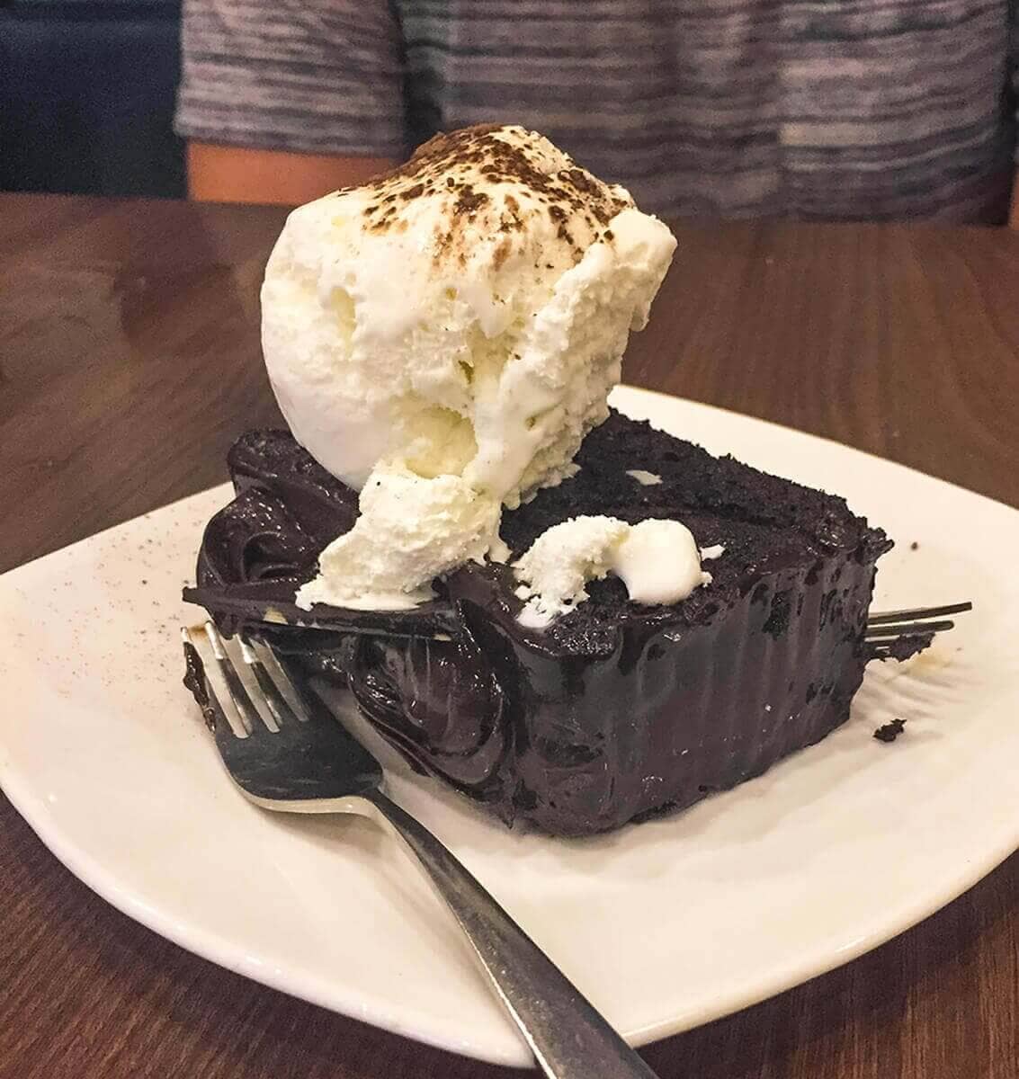 chocolate cake french bakery covered in ice cream in kathmandu