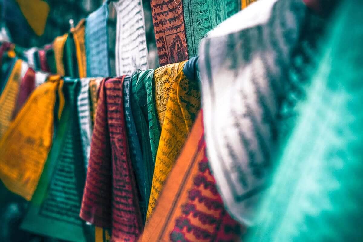 colorful prayer flags in nepal
