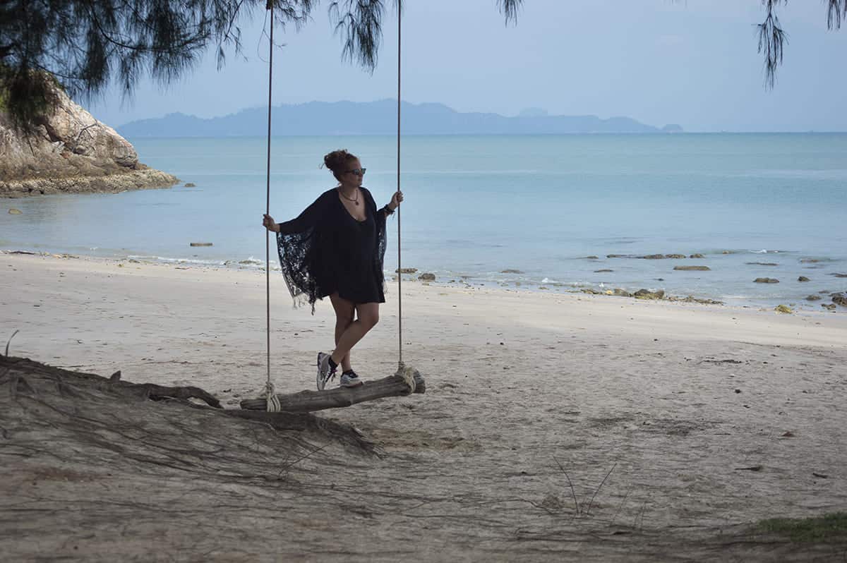 a swing on the beach at mu koh lanta national park