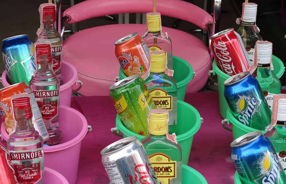 buckets at the full moon party in koh phangan