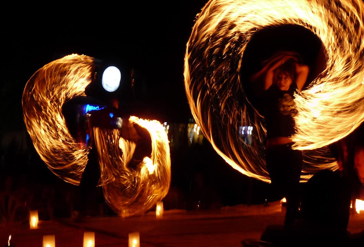a fire show on the beach while in koh phi phi