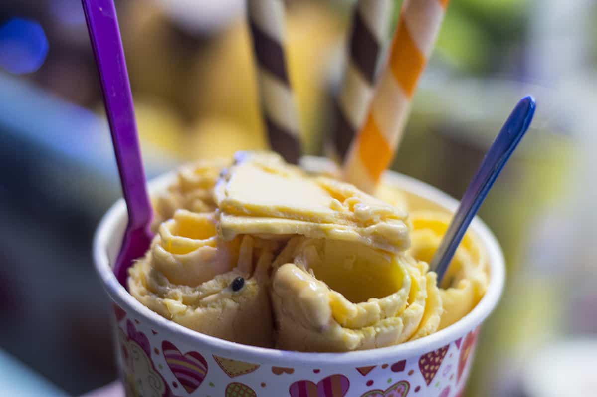 rolled ice cream from a street vendor in siem reap