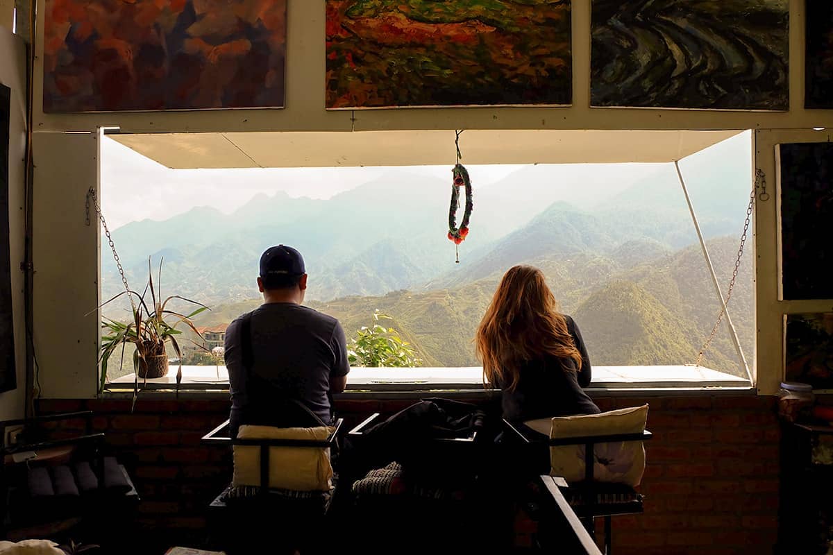 view over the mountainsides in sapa