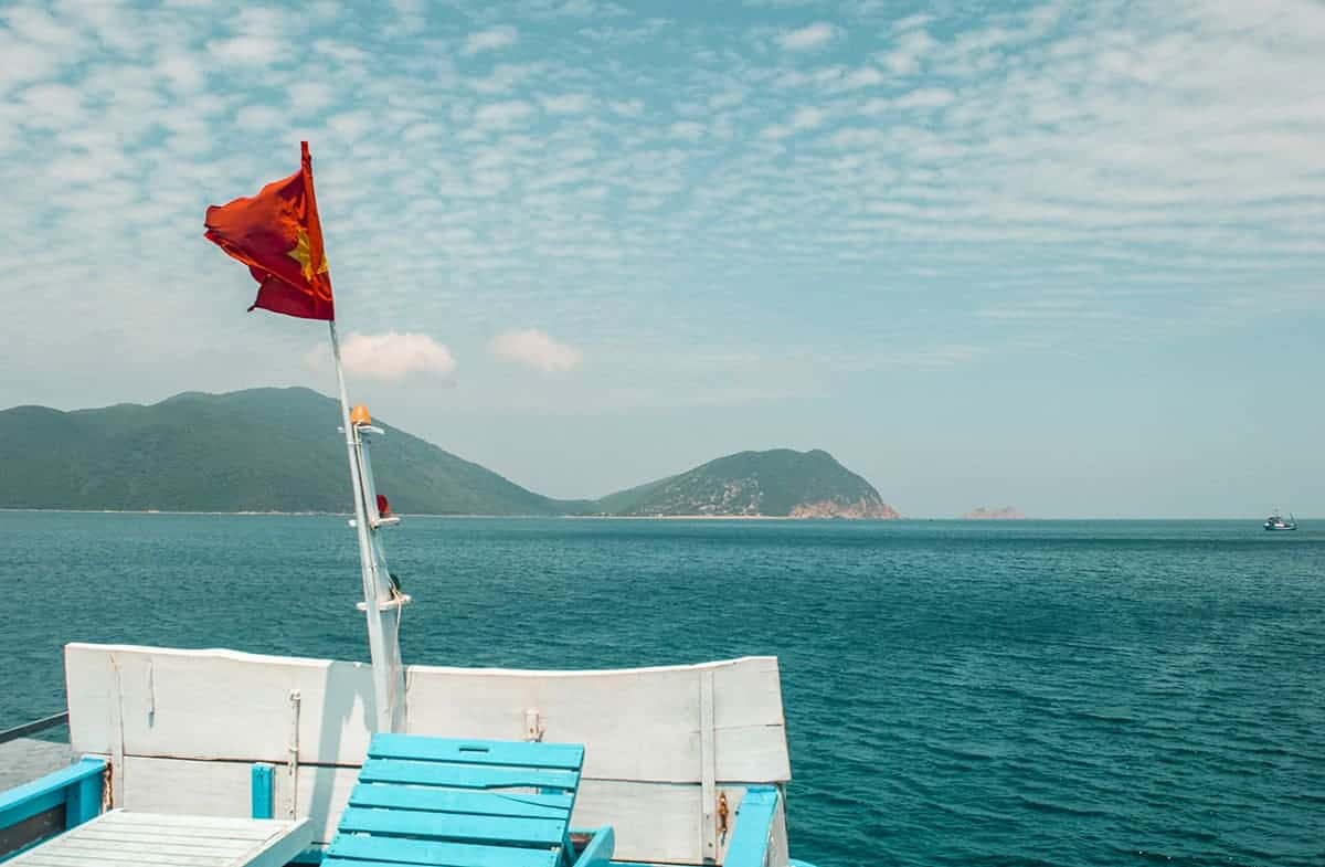 view from onboard our junk boat while in nha trang
