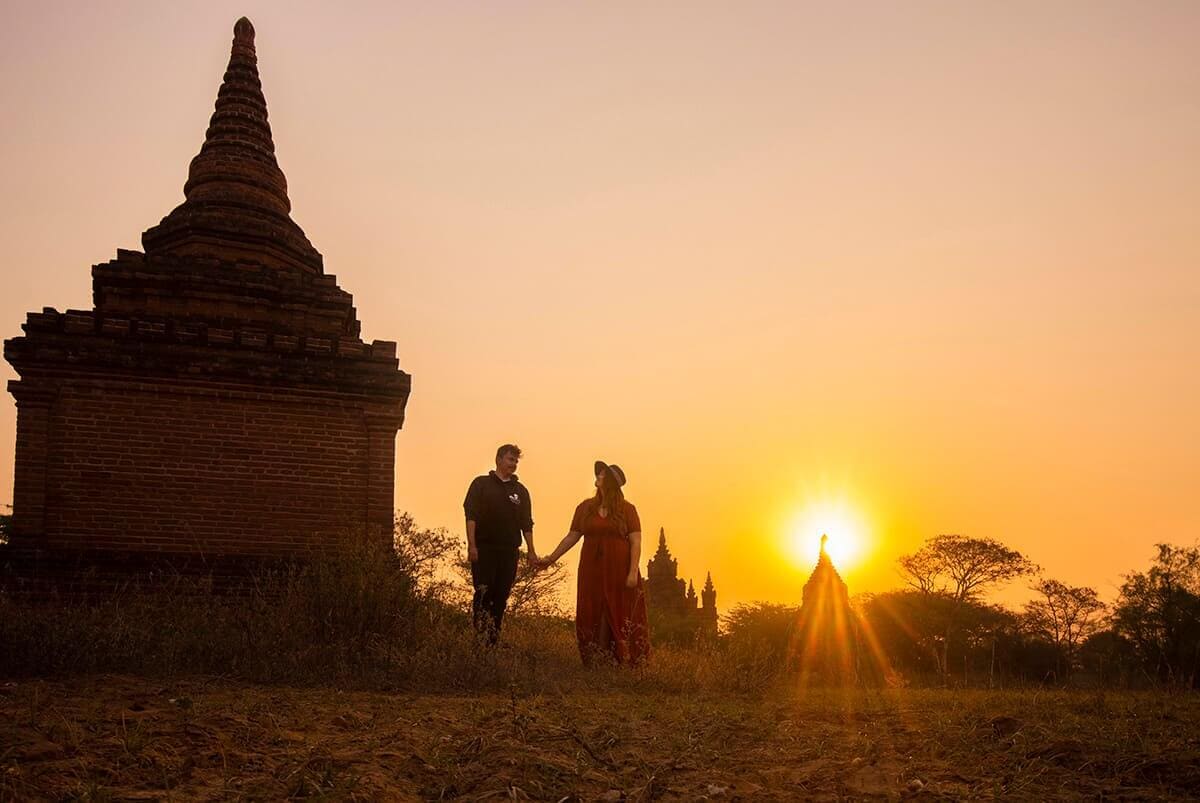 myanmar sunrise with temples first time in southeast asia