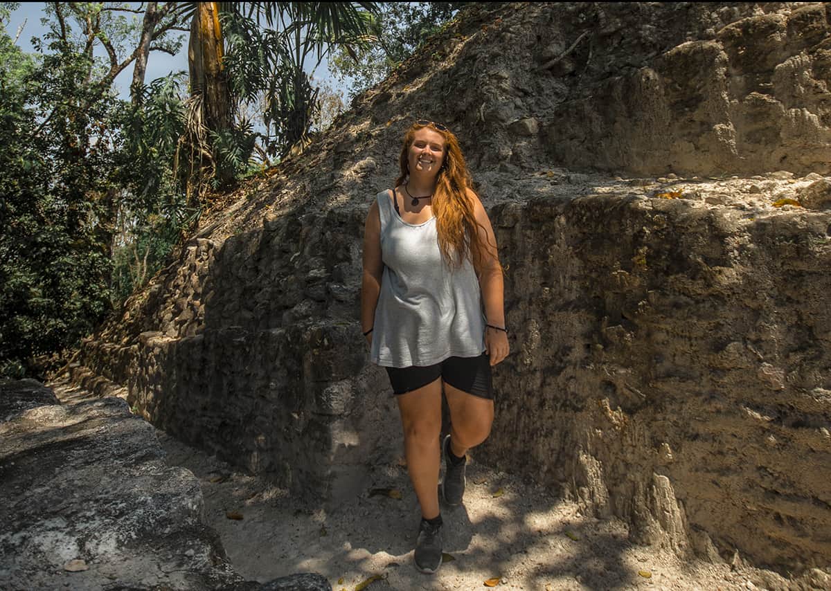 hanging out at one of the mayan ruins in san ignacio, a highlight of my stay