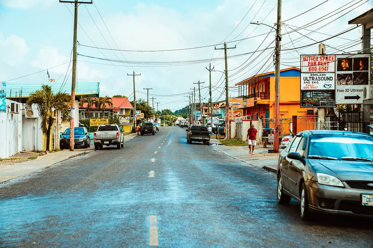 looking down one of the main roads in san ignacio