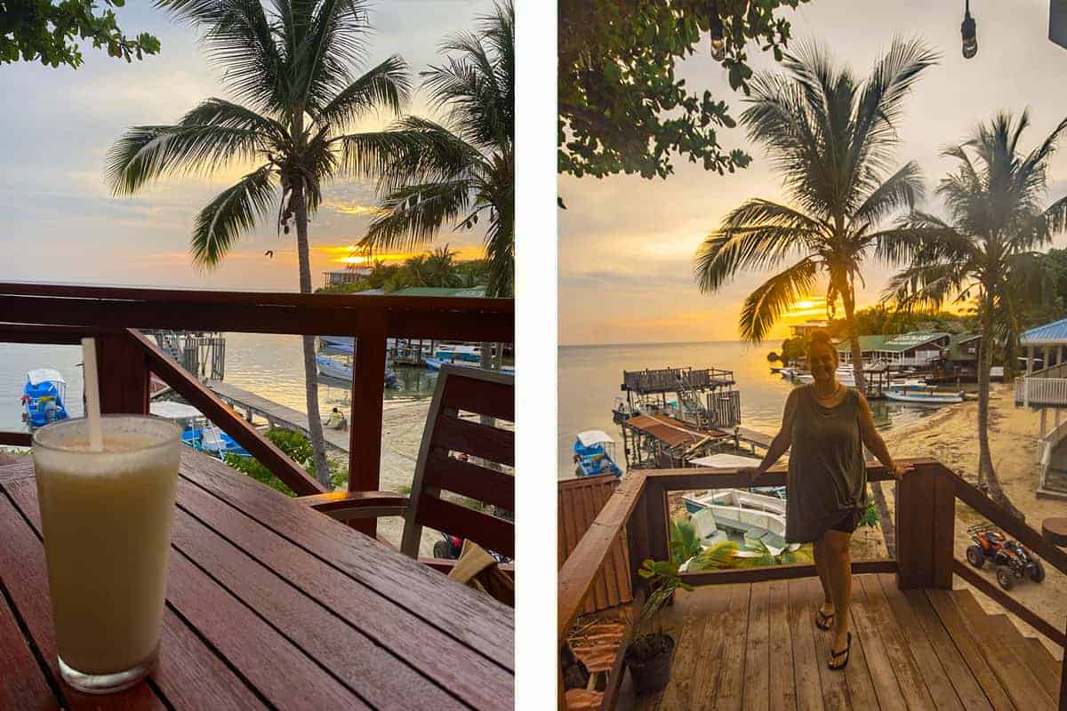 enjoying sunset over the far end of west end beach