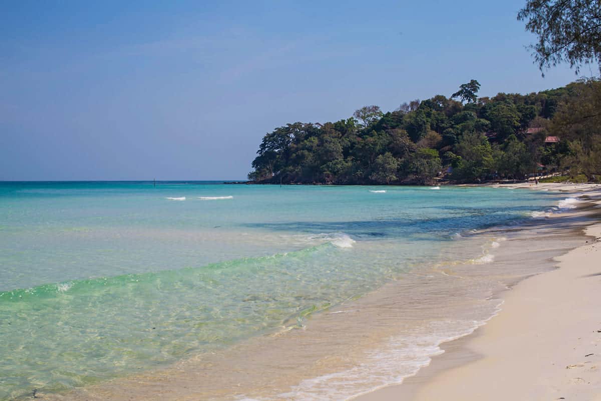 calm waters on coconut beach in koh rong