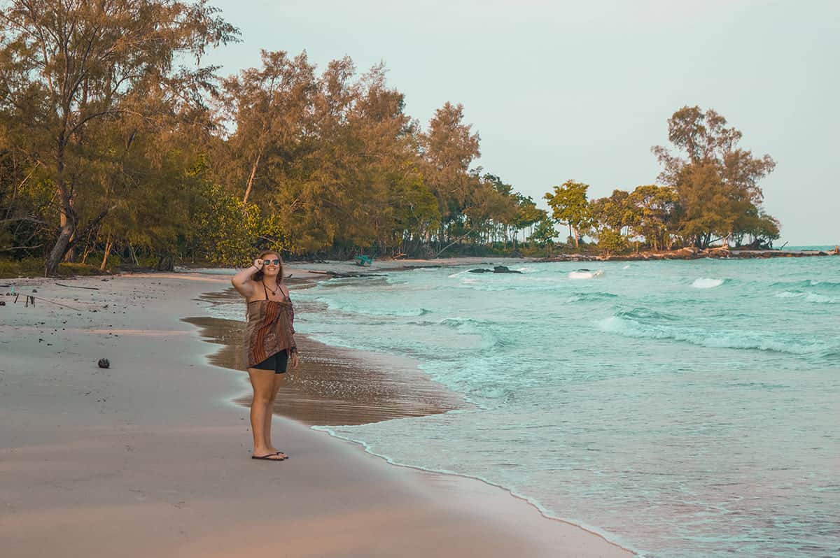 enjoying walking along vietnamese beach on koh rong