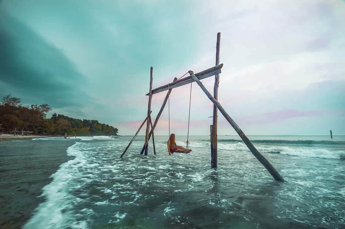 watching the incoming storm roll in at nature beach, one of the best beaches on koh rong