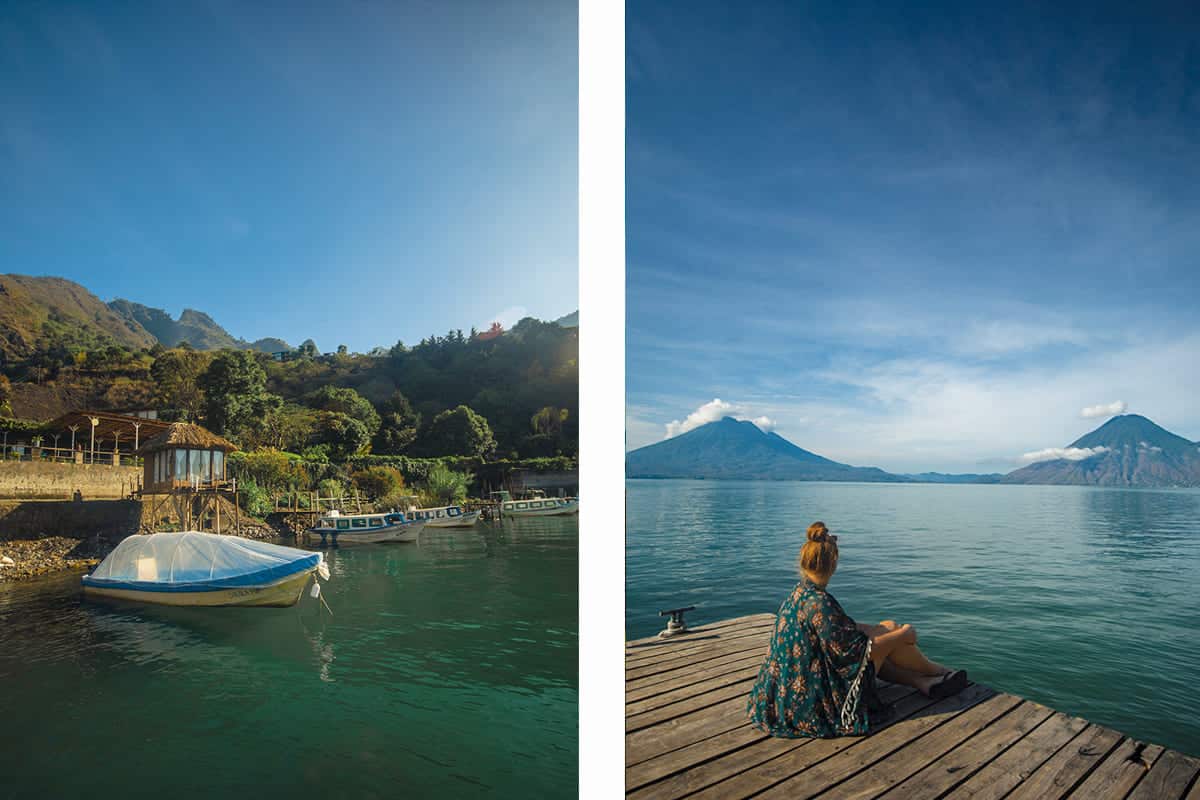 over water private room at free cerveza // enjoying the view for the hostel pier over lake atitlan