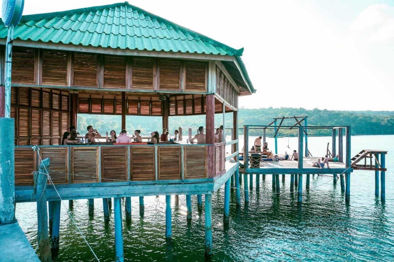 the bar over the sea at mad monkey hostel on koh rong samloem