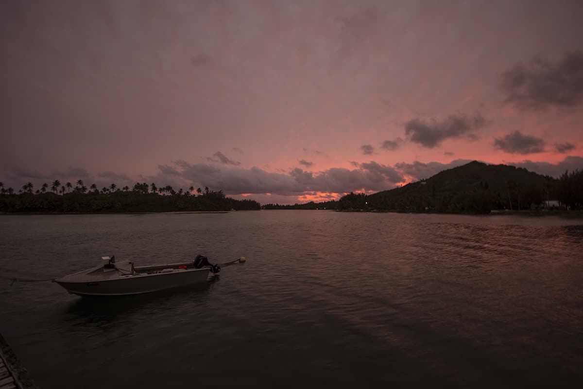 sunset over muri beach
