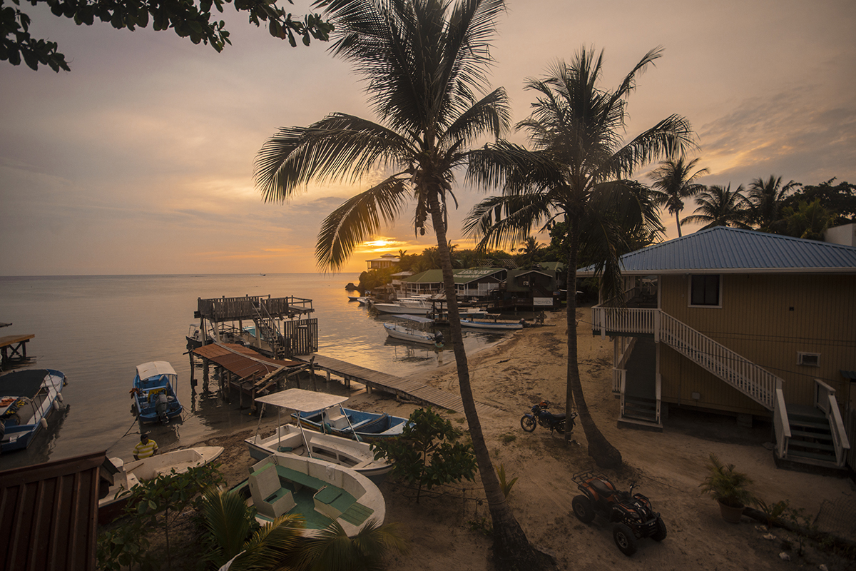 watching an incredible sunset from west bay in roatan