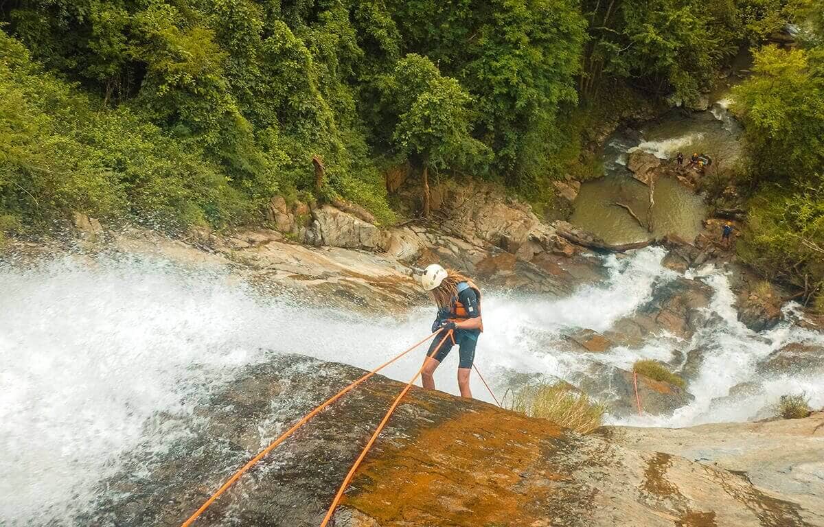 canyoning in dalat down a waterfall best things to do in vietnam