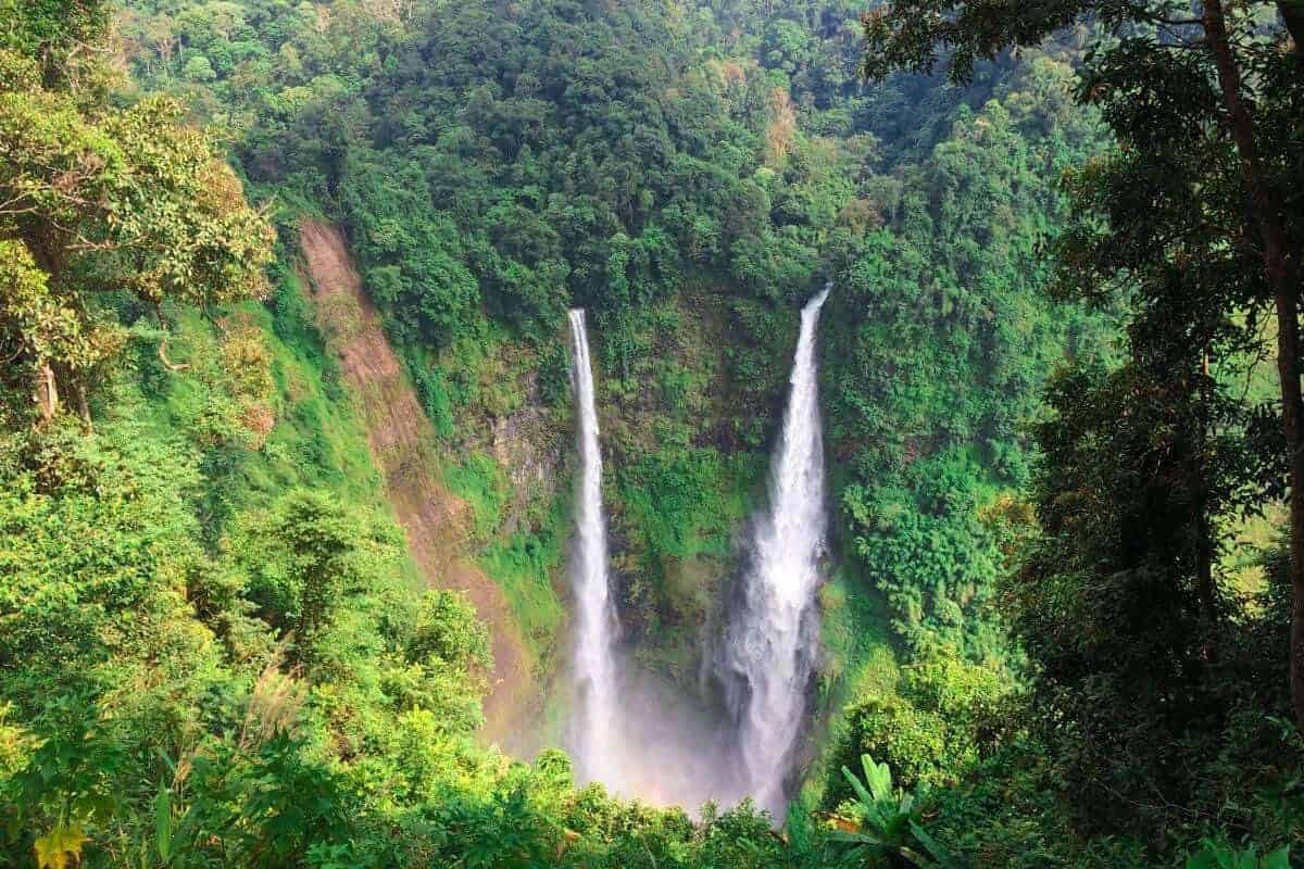 double waterfall of tad fane pakse