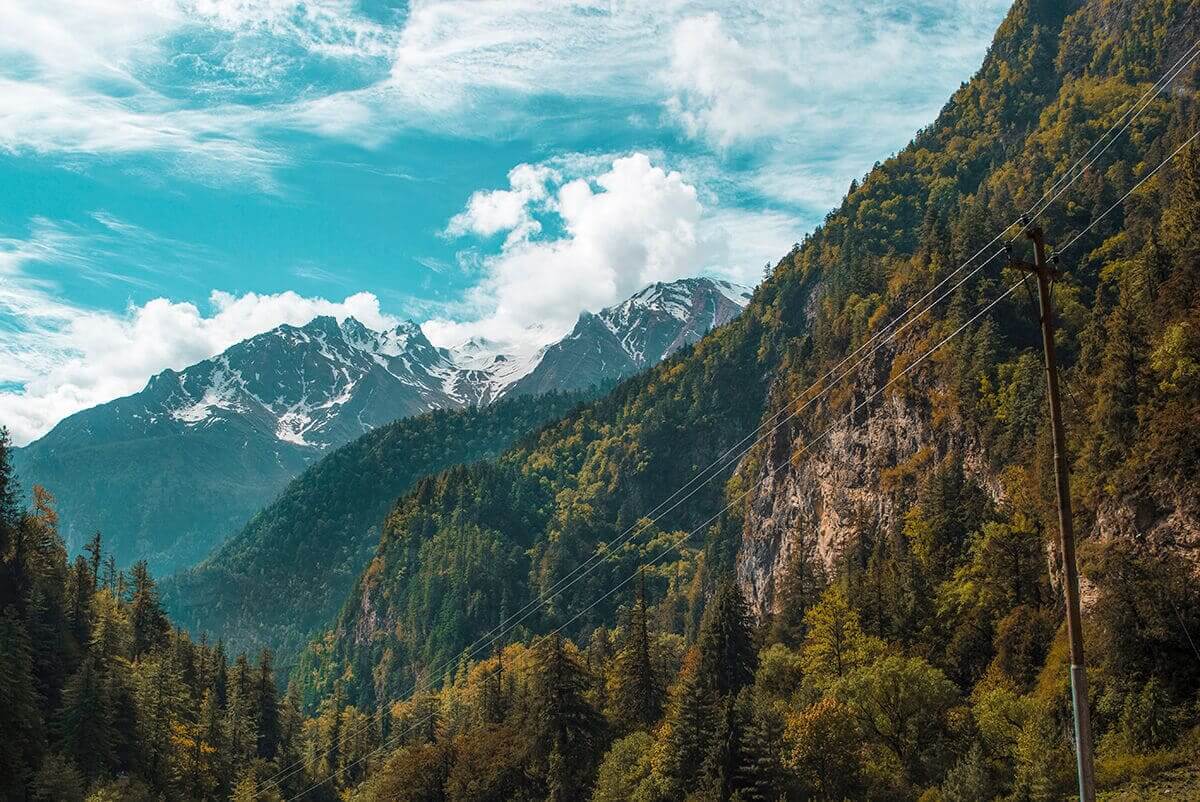 Day 5: Chame To Upper Pisang On The Annapurna Circuit 10 power lines and mountains chame to upper pisang annapurna circuit