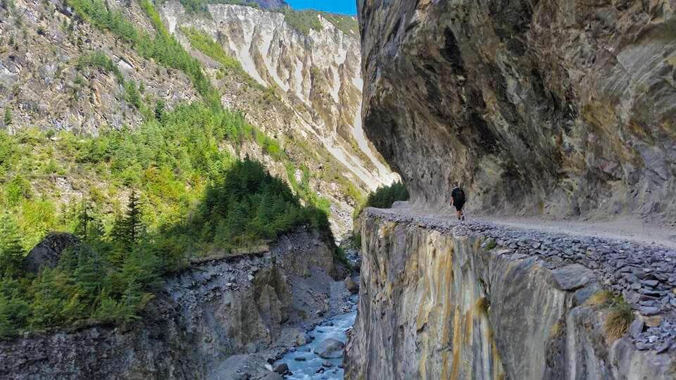 Day 5: Chame To Upper Pisang On The Annapurna Circuit 12 road carved into rock chame to upper pisang annapurna circuit