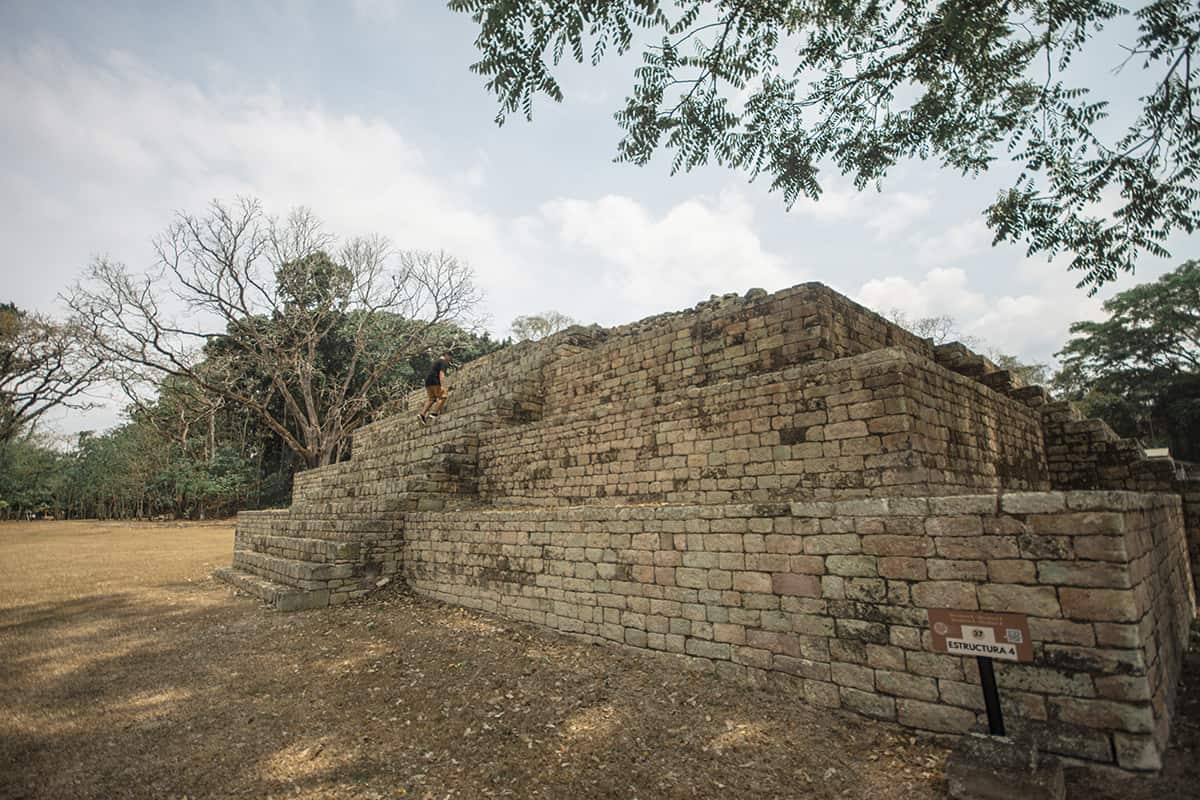 Copan Mayan Ruins: BEST Tips For Visiting In 2025 12 climbing up structure 4 which is in the middle of the great plaza at the copan ruins