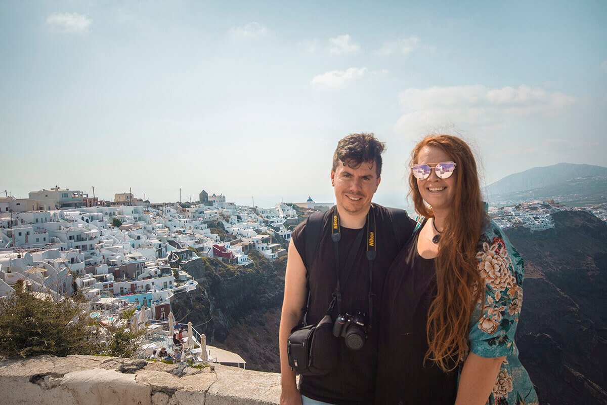 tasha and james hiking fira to oia