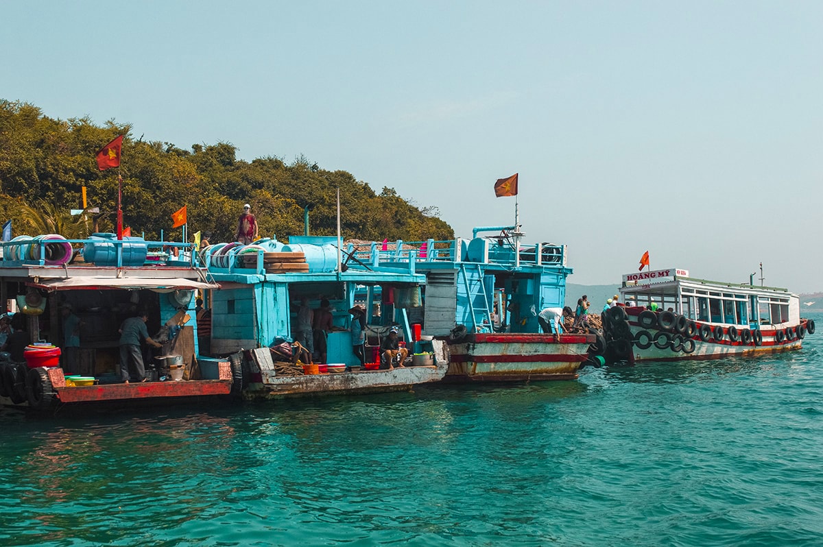 junk boats lined up in nha trang
