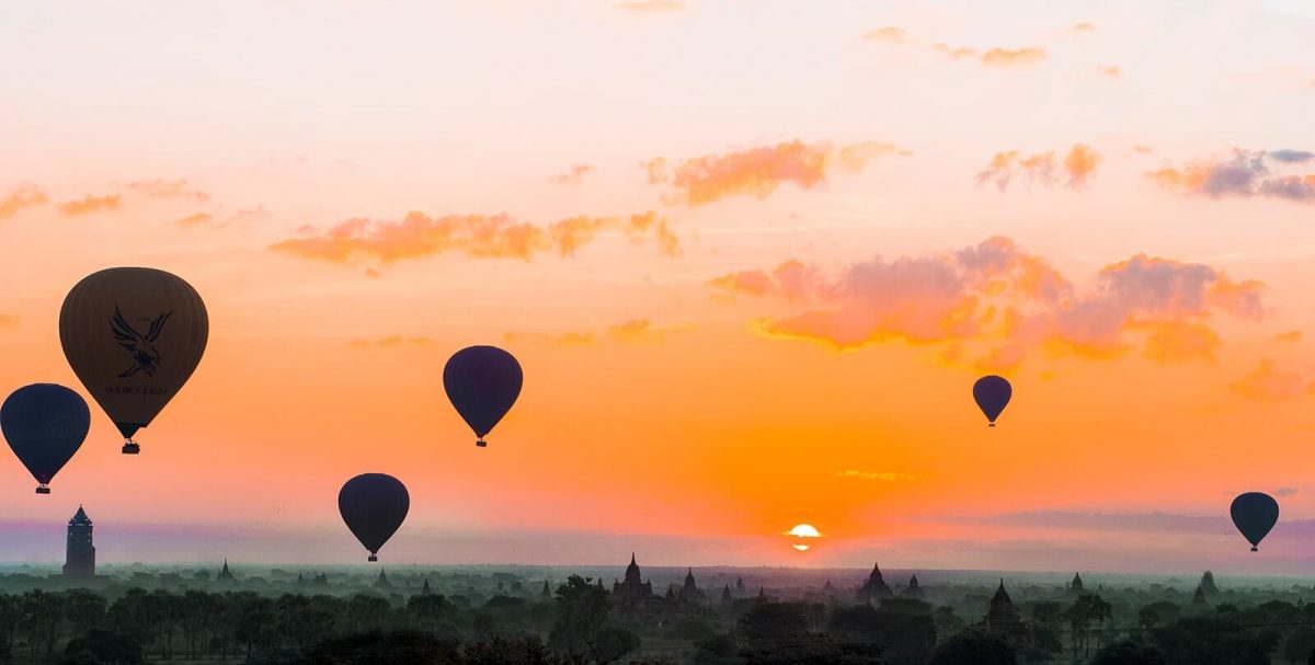 bright sunrise in bagan