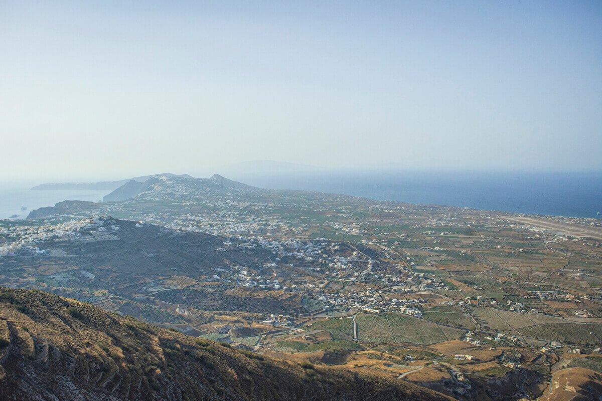 view over the island from monastery sightseeing santorini
