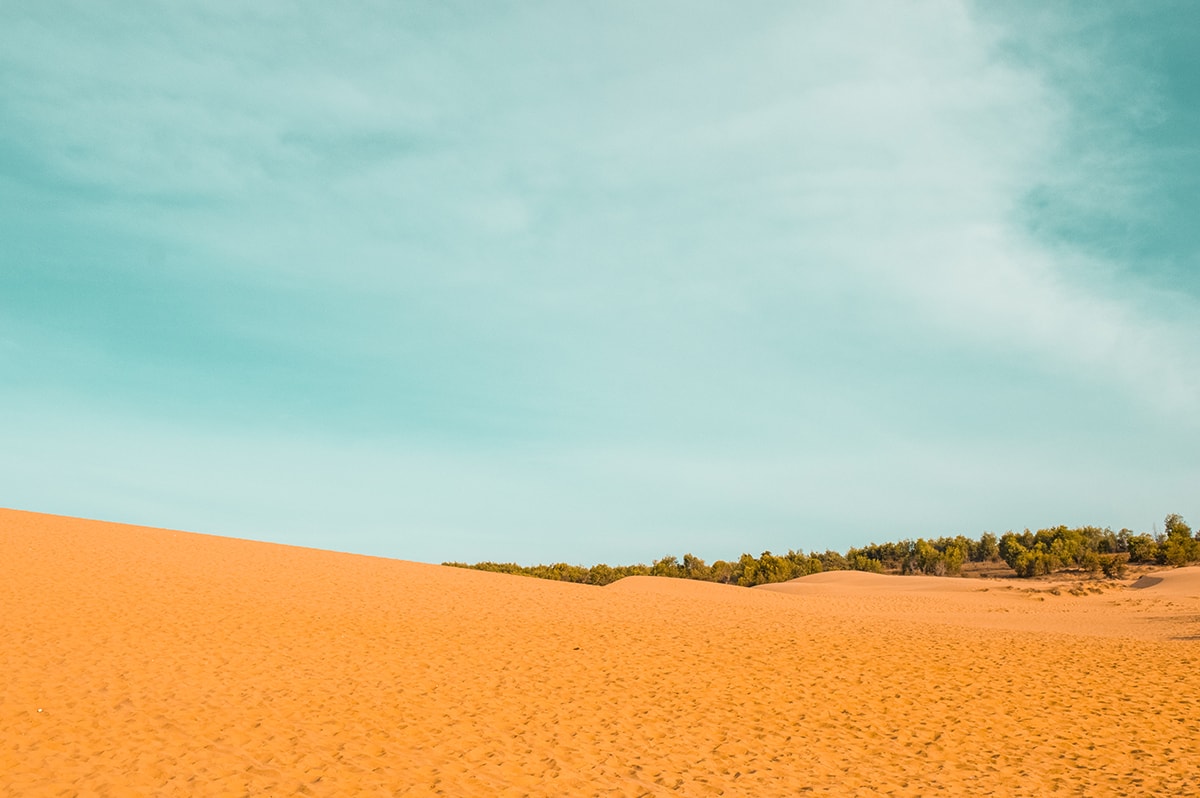 landscape at the red sand dunes in mui ne