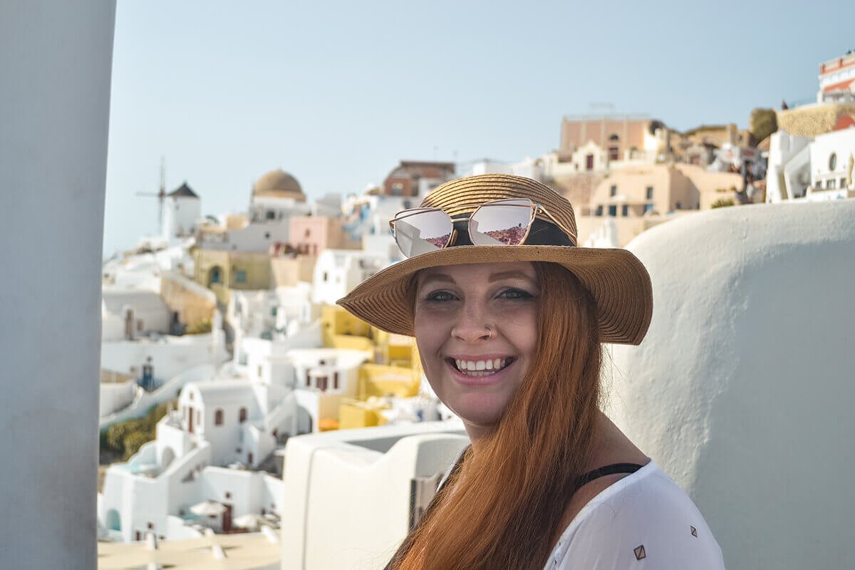 tasha amy in oia sightseeing santorini