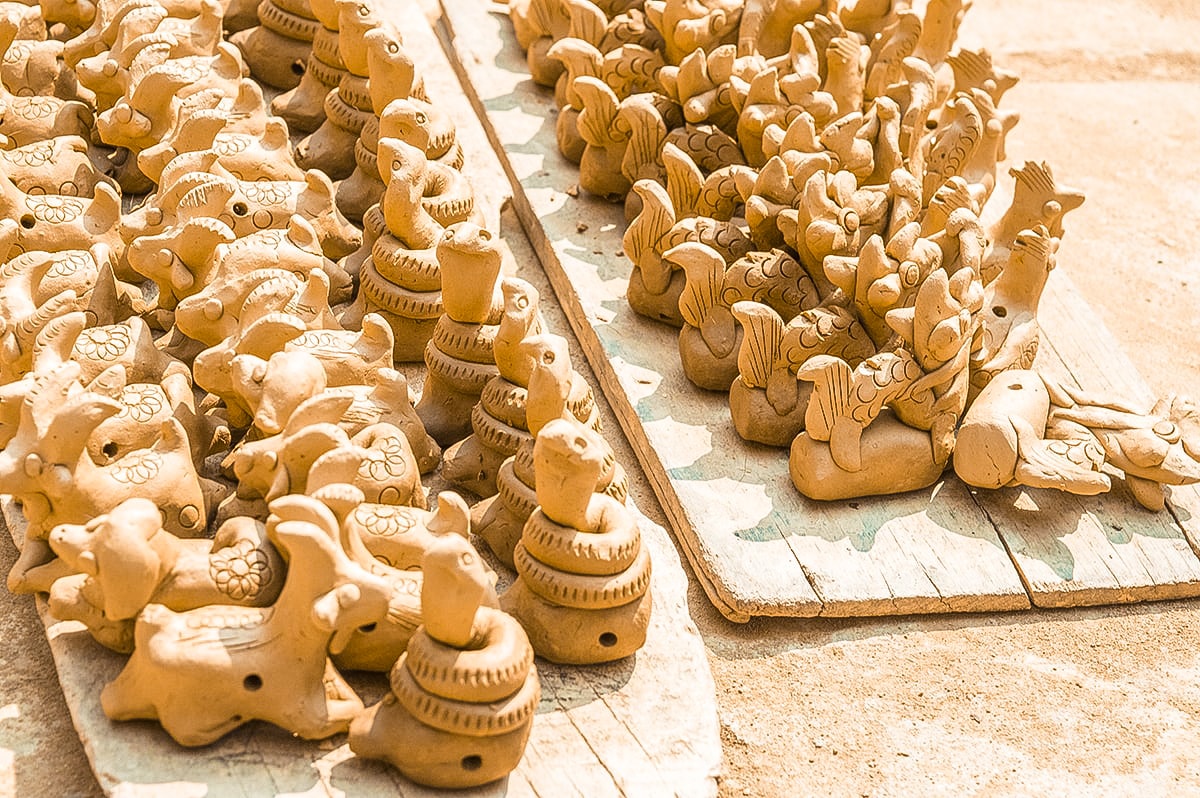 animal whistles drying at thanh ha pottery village