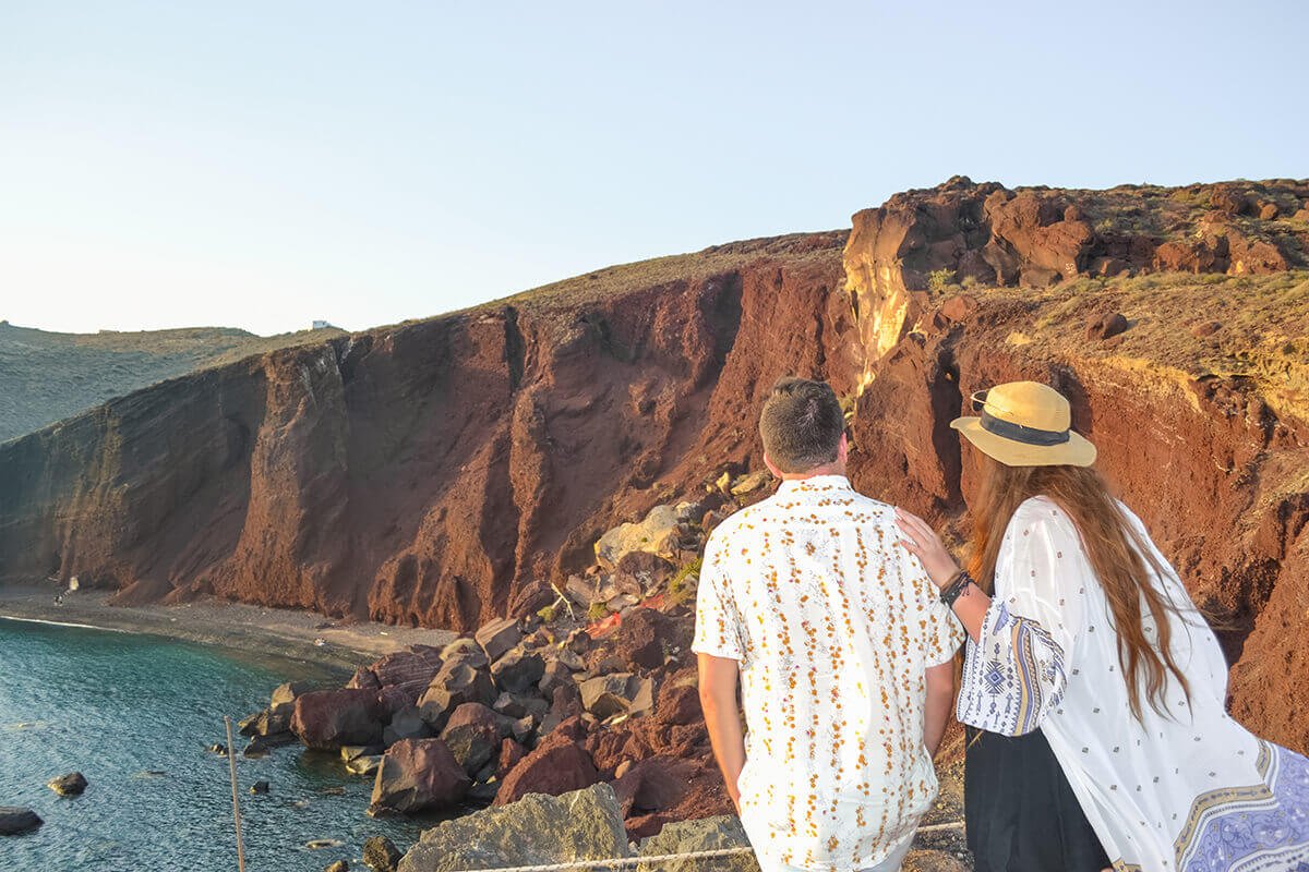 landslide at red beach santorini sightseeing